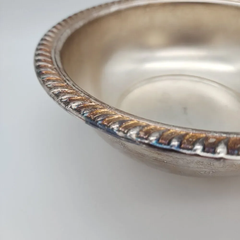 Vintage Silver Plated Bowl Eales 1779 Rope Rim India 9.5x3